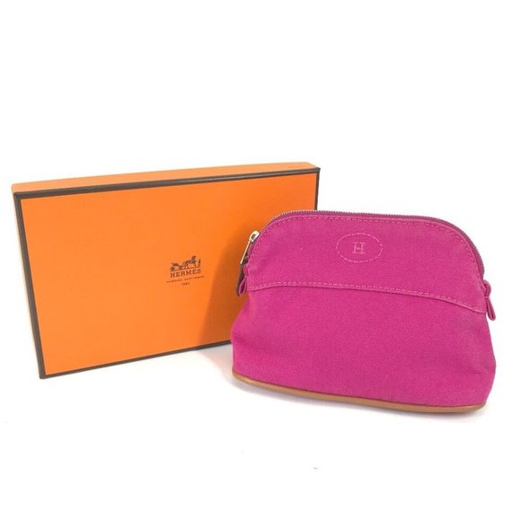 HERMES Bolide pouch mini mini Makeup pouch Cosmetics Pouch Pouch Canvas pink - Picture 11 of 13